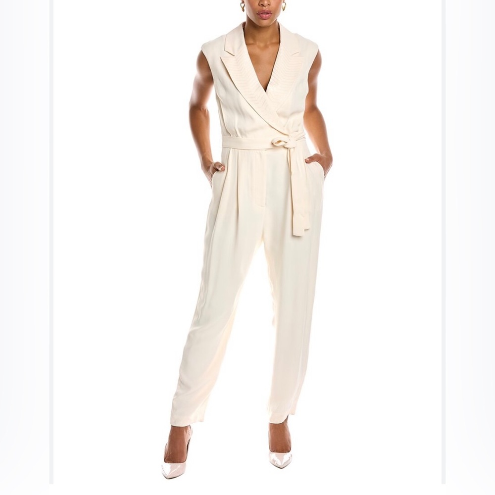 PESERICO BELTED JUMPSUIT IN WHITE/CREAM